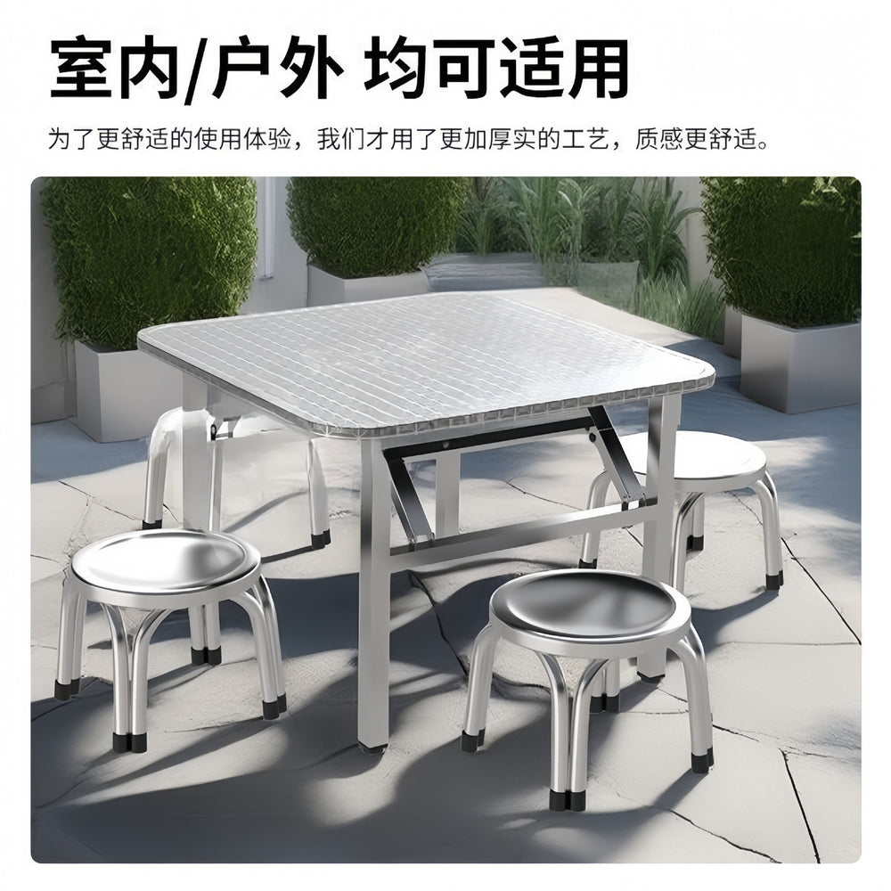 Extra thick stainless steel folding table - heavy duty, ideal for home, outdoor dining, commercial use, night markets, and bbq stalls