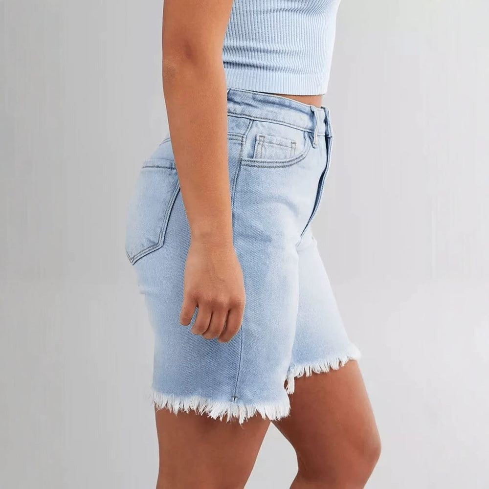 american summer hot jeans with frayed hem casualloose denim shorts y2k hot girl three-quarter pants