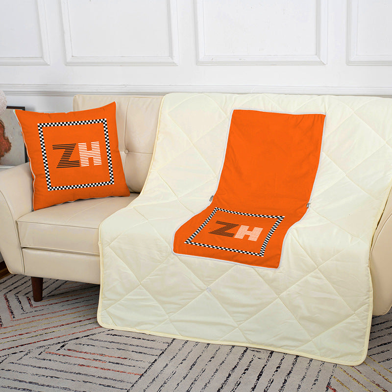 Dual-purpose throw pillow and blanket, short plush sofa cushion, car, living room, office nap multi-functional air conditioning blanket pillow