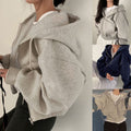 cross-border e-commerce women's fashion: european and american summer new arrivals - loose fit cropped hoodie cardigan casual outerwear