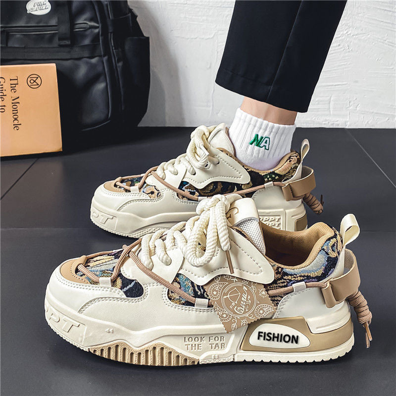 Trendy men's winter casual sneakers: unique, original design, versatile style for middle school students, height-boosting platform sneakers