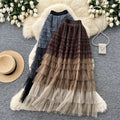 K-stylehigh waist mesh cake elegant skirt women's summerslimming look to cover the crotch multi-layer puffy skirt easiest for match medium long