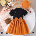 Children's clothing  cross-border fashion black top + brown skirt girl summer style