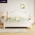 Scandinavianwhite solid wood bed modern casual cream style grids 1.8m double bed 1.5 master bedroom storage princess bed