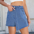 Fashion cross-border women's summer new style  independent station washed casual slimming look trimmed denim skirt pants hot pants