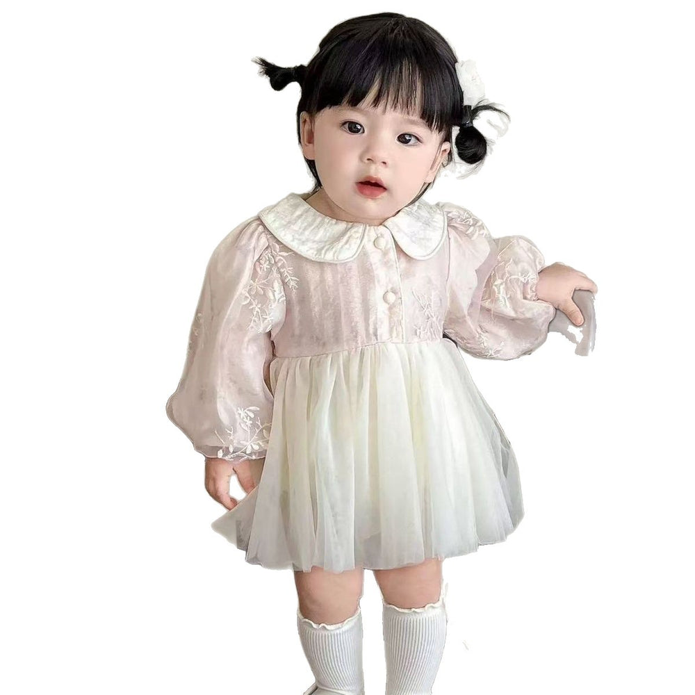 Spring & fall long sleeves thin baby princess dress with butt-covering dress for small-month-old baby girl 100-day-old dress