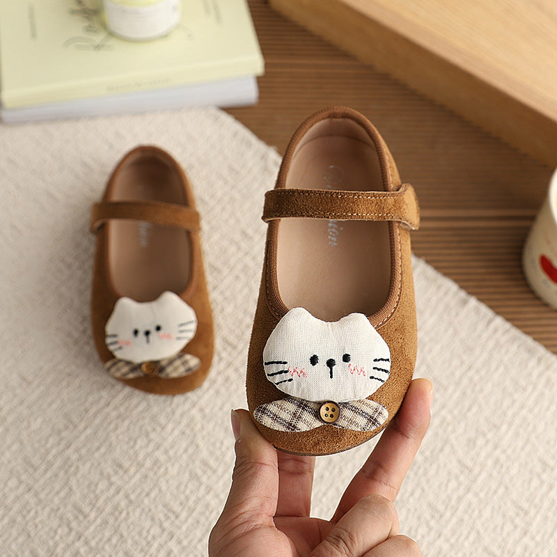 Vancahaoins french suede small leather shoes  spring & fall new arrivalk-stylegirl cartoon cat princess flats