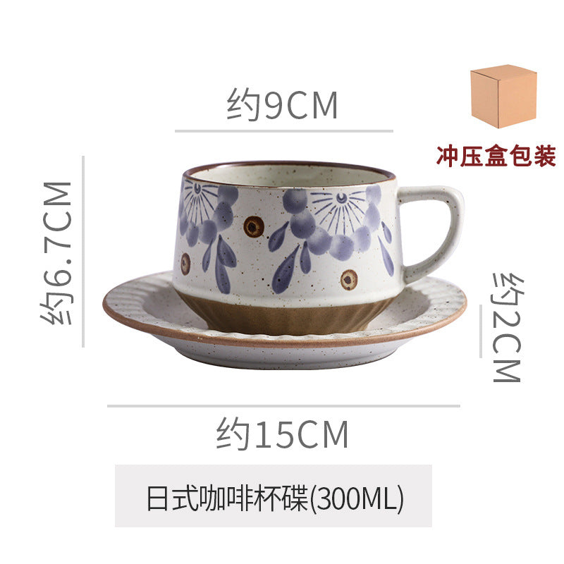 Classyretro coffee cup and saucer suit creative stoneware latte art cup for home high-end exquisite mug and saucer