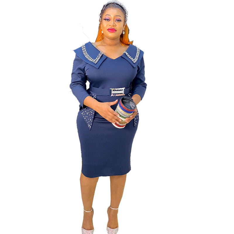 new arrivals: plus size african-inspired women's short-sleeve bodycon beaded dress - professional & fashionable