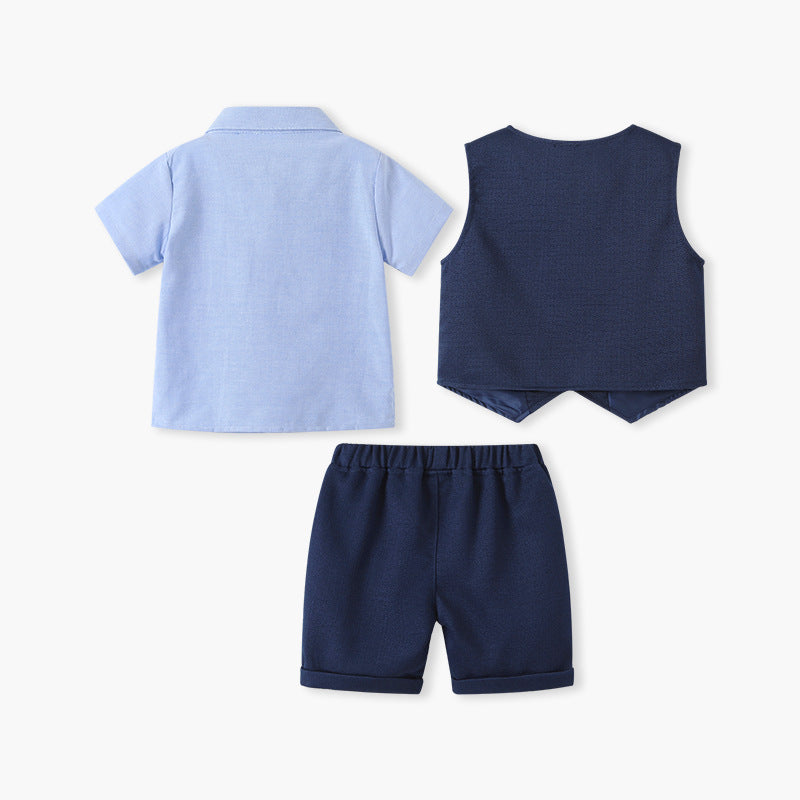 Boys' suit set - new  summer collection - lightweight short-sleeve outfit for baby boys - perfect for first birthday celebrations - british gentleman style performance costume