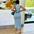 European and american style women's denim dress -  cross-border fashion sexy sleeveless turn-down collar slit dress