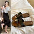 Women's slip-on thong sandals - new spring/summer 2025 korean style retro casual vacation roman sandals