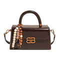French fashion handbag small square bag women's retro color block leopard print shoulder bag autumn and winter high-end color block crossbody bag