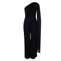 C8560 cross-border women's clothing independent station foreign trade pure colorolsexy one-shoulder banquet fashion dress african jumpsuit
