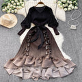 Miya foreign trade premium banquet gown - gradient ruffle detail, heavily pleated, slim-fit long dress
