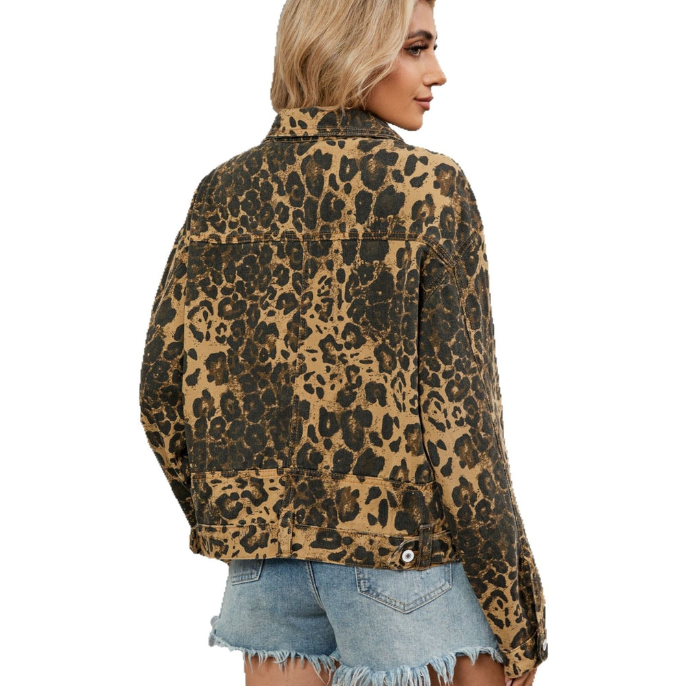 European and american cross-border e-commerce autumn new arrivals:  independent store wild and versatile leopard print denim jacket