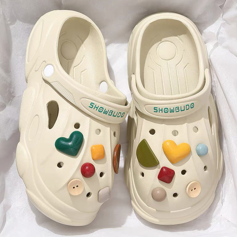 Cartoon nurse clogs women's summer outdoor wear internet celebrity 2024 new non-slipthick sole toe beach sandals
