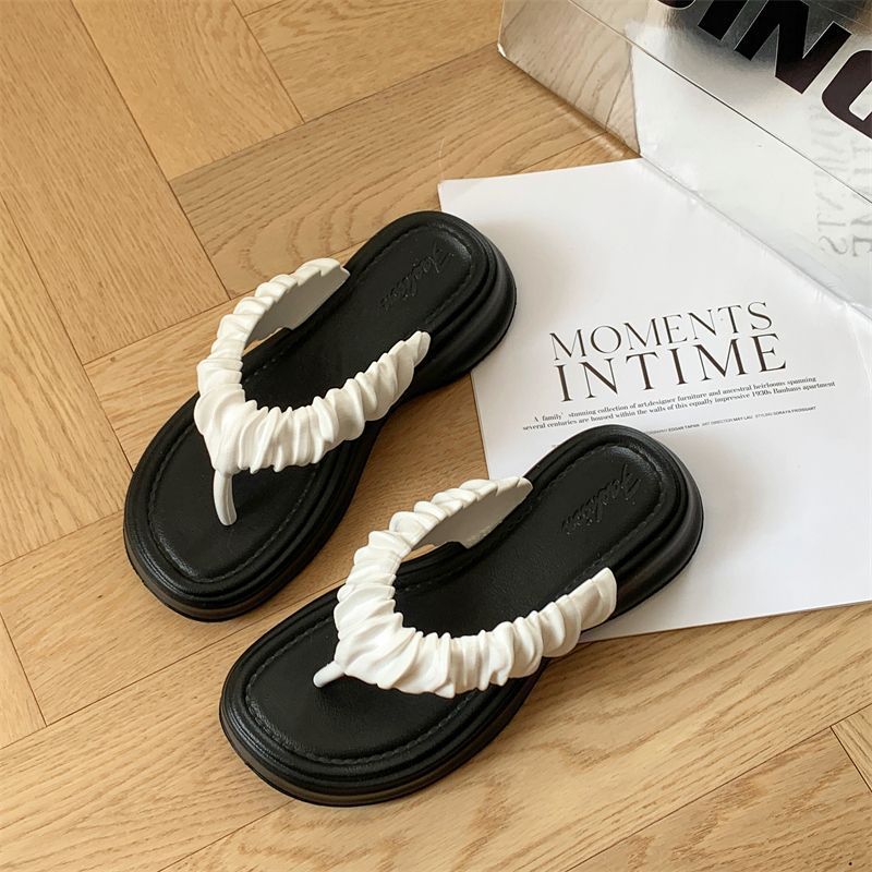Versatile flip-flops for women, summer new arrivaleva stepping on shit, flip-flop beach shoes for women, thick sole shoes, non-slip slippers