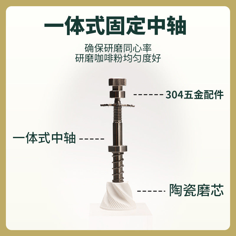 Hand-crank coffee grinder - dual bearing, effortless manual coffee mill with ceramic burr