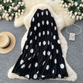 Light mature style retro polka dot pleated classy skirt women's high waist a-line slimming look pleated drape long skirt work clothing