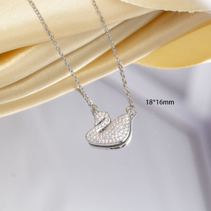 [copper inlaid with zirconium] necklace for women cross-border gemstone swan pendant niche high-end electroplated clavicle chain jewelry wholesale