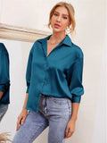 Women's cross-border e-commerce apparel:  spring/summer new arrivals -  satin comfortable casual long-sleeve shirt - in stock