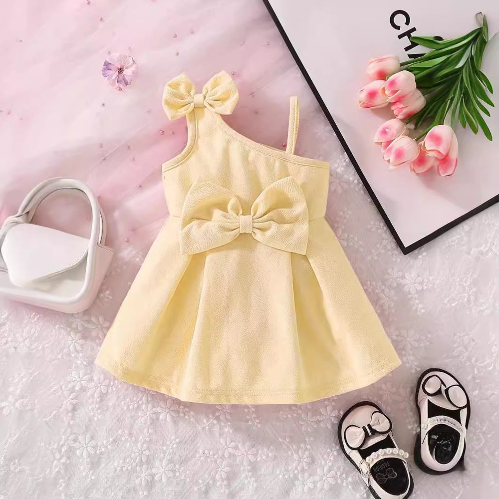summer new girls' dress - baby girl's suspender bowknot cute dress - princess dress