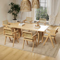 Japanese solid wood dining table for home small apartment wabi-sabi style rattan dining chair table rectangular scandinavian dining table and chair combination