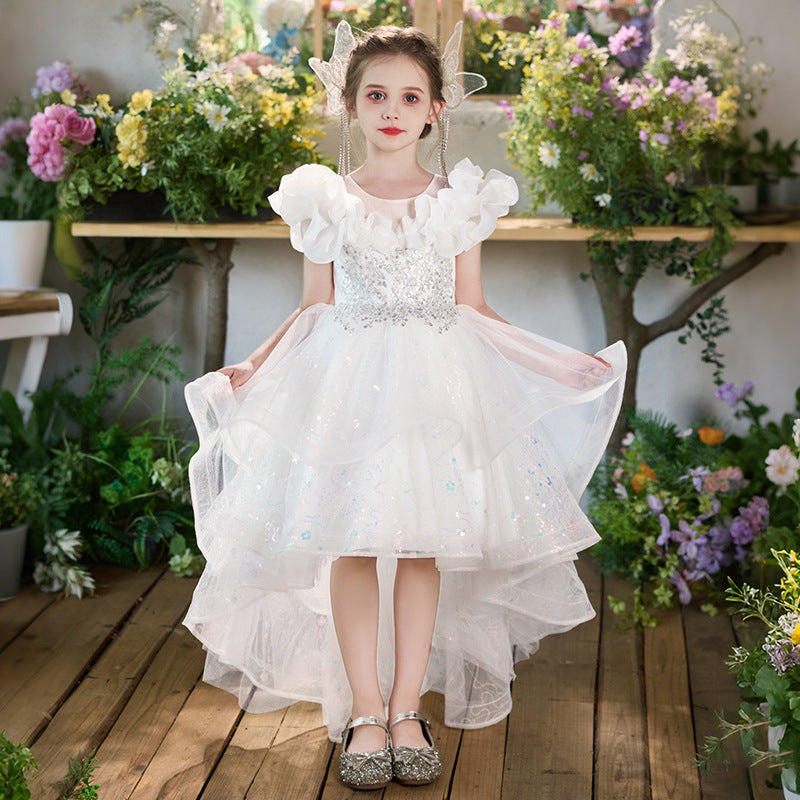 Girls' formal dresses flower girl wedding dresses train gowns birthday piano recital runway stunning dresses children's princess dresses