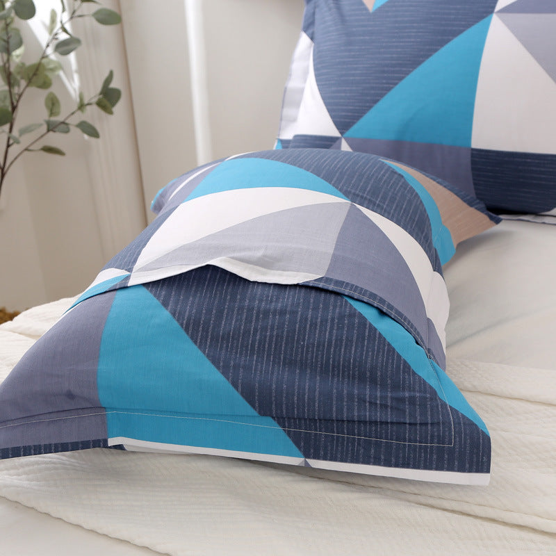 Pair of 100% cotton pillowcases - single size, perfect for home, dorm, or student use - simple print design - wholesale direct from factory