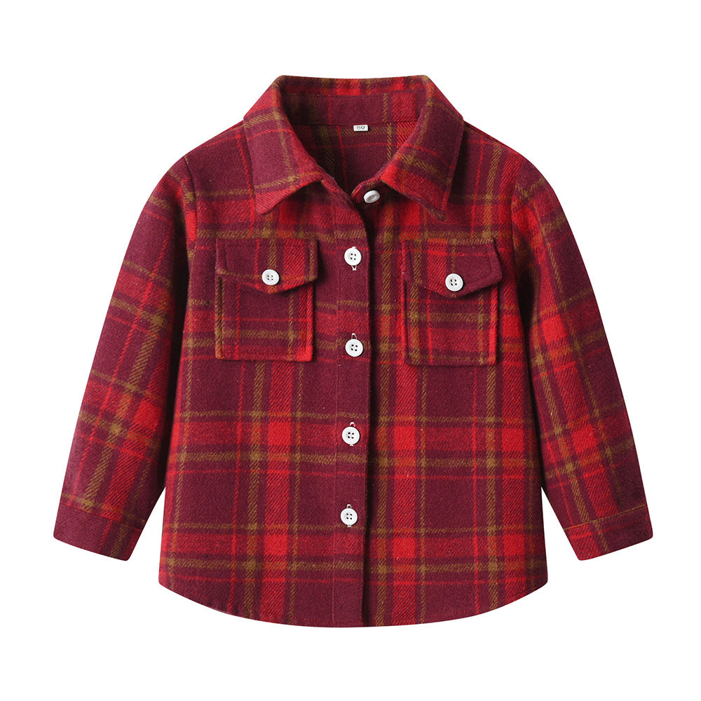 New spring/autumn boys' plaid shirt, preppy style cotton top, kids' plaid shirt, long-sleeved shirt for boys and girls