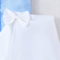 european and american hot-selling new girls' fashion striped top + skirt + hat three-piece set - cross-border hot item