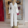 European and american cross-border women's fashion  spring new arrival: elegant commute solid color blazer, vest, and pants three-piece set