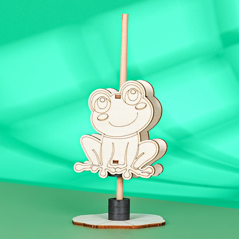 Magnetic jumping frog wood technology small production manual DIY splicing steam student invention science experiment material package