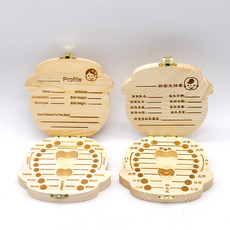 Children's deciduous teeth commemorative box Boys and girls deciduous teeth box Tooth storage box Wooden baby replacement tooth preservation box