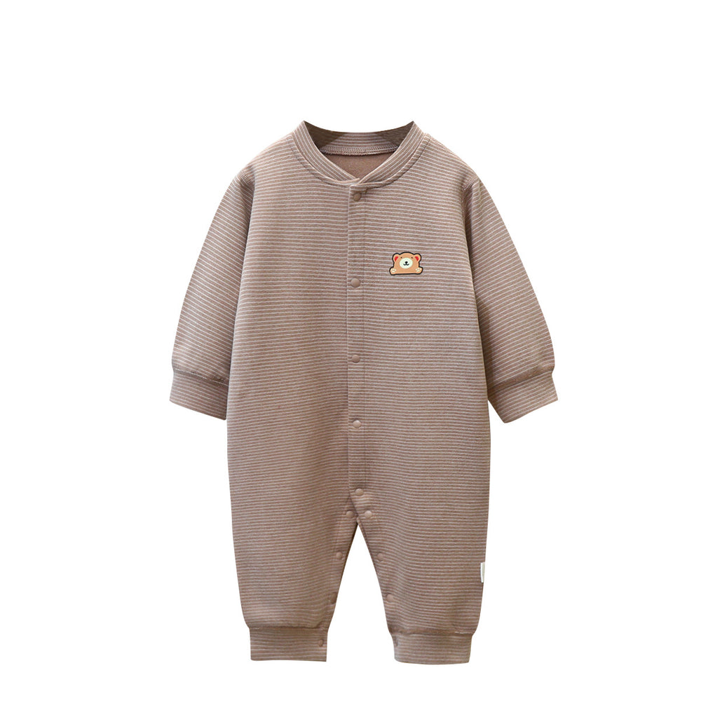 Newborn baby german velvet romper - striped bodysuit, seamless crawling suit, autumn/winter warm sleepwear for infants