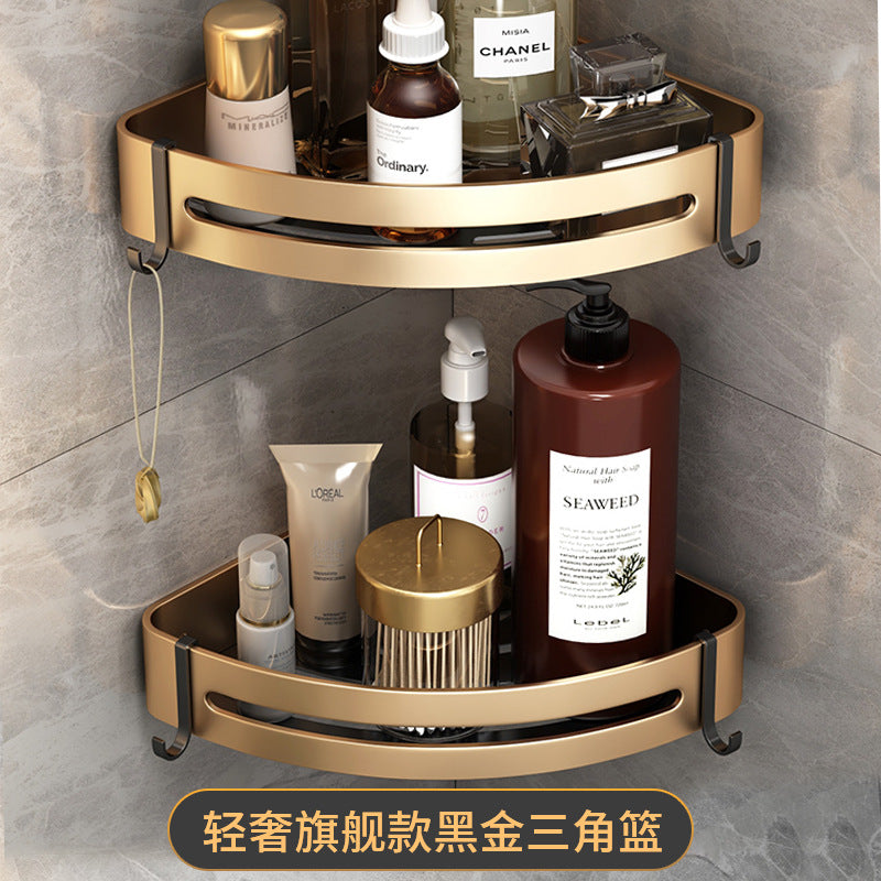 No punching space aluminum storage towel rack, bathroom bathroom bathroom hardware pendant set, net basket towel rack.