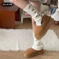 2025 new autumn/winter fleece-lined thickened bread shoes, versatile cotton shoes for women, thick-soled height-increasing non-slip warm snow boots