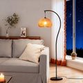 Used floor lamp living room sofa next to casual bedroom atmosphere retro wabi-sabi style corner pumpkin floor lamp