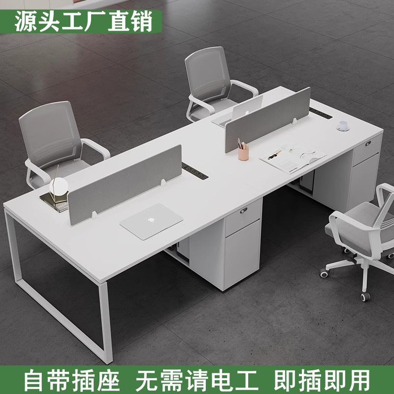Office desk and chair set - modern minimalist design for 4-seat workstations, partitioned cubicles, and 2/4/6 person office furniture