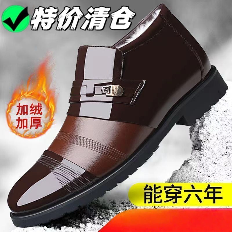 2025 new men's winter cotton shoes - fleece-lined, warm, high-top cotton shoes - business casual mid-aged and elderly snow boots/cotton boots