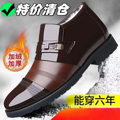 2025 new men's winter cotton shoes - fleece-lined, warm, high-top cotton shoes - business casual mid-aged and elderly snow boots/cotton boots