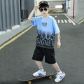 Boys' summer outfit set:  new trendy & stylish kids' summer clothes, short-sleeve two-piece set for boys