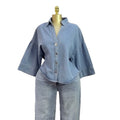 European and american cross-border women's fashion:  summer new arrival - stylish, loose-fit, plus-size, turn-down collar blue denim shirt jacket top
