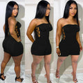 European and american jumpsuits -  cross-border supply - women's fashion - sexy solid color side drawstring ruched jumpsuit