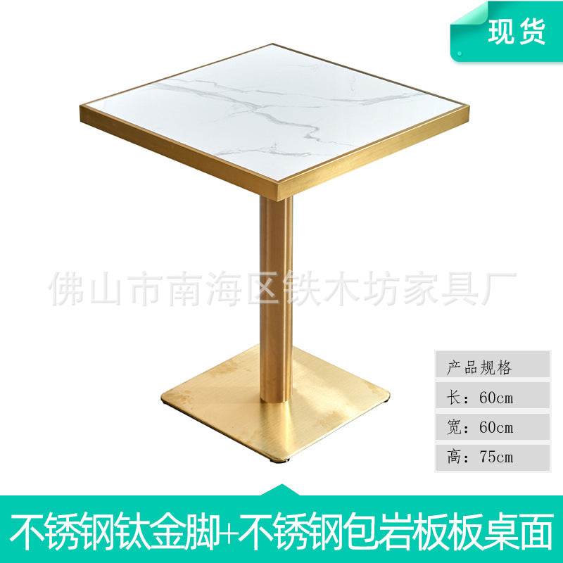 Customized commercial slate dining table simple table bar milk tea fast food restaurant canteen rectangular table apartment negotiation table and chairs