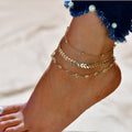 Wish european and american summer hot selling beach multi-layer zircon leaf figure eight pearl anklet sun moon star pattern jewelry