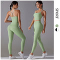 new arrival cross-back sports bra yoga suit high waist nude pants running fitness two-piece set