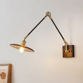 Japanese wabi-sabi style universal telescopic swing arm wall lamp - ceramic lampshade, vintage all-copper wall sconce