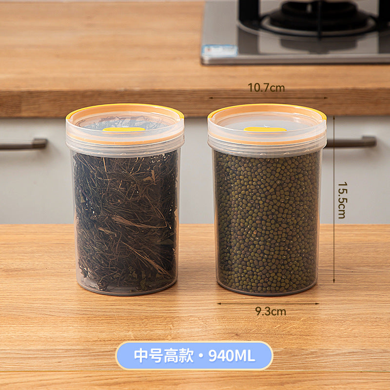 Kitchen plastic transparent grain jar fresh-keeping spices scented tea tangerine peel sealed jar food grade portable round storage box